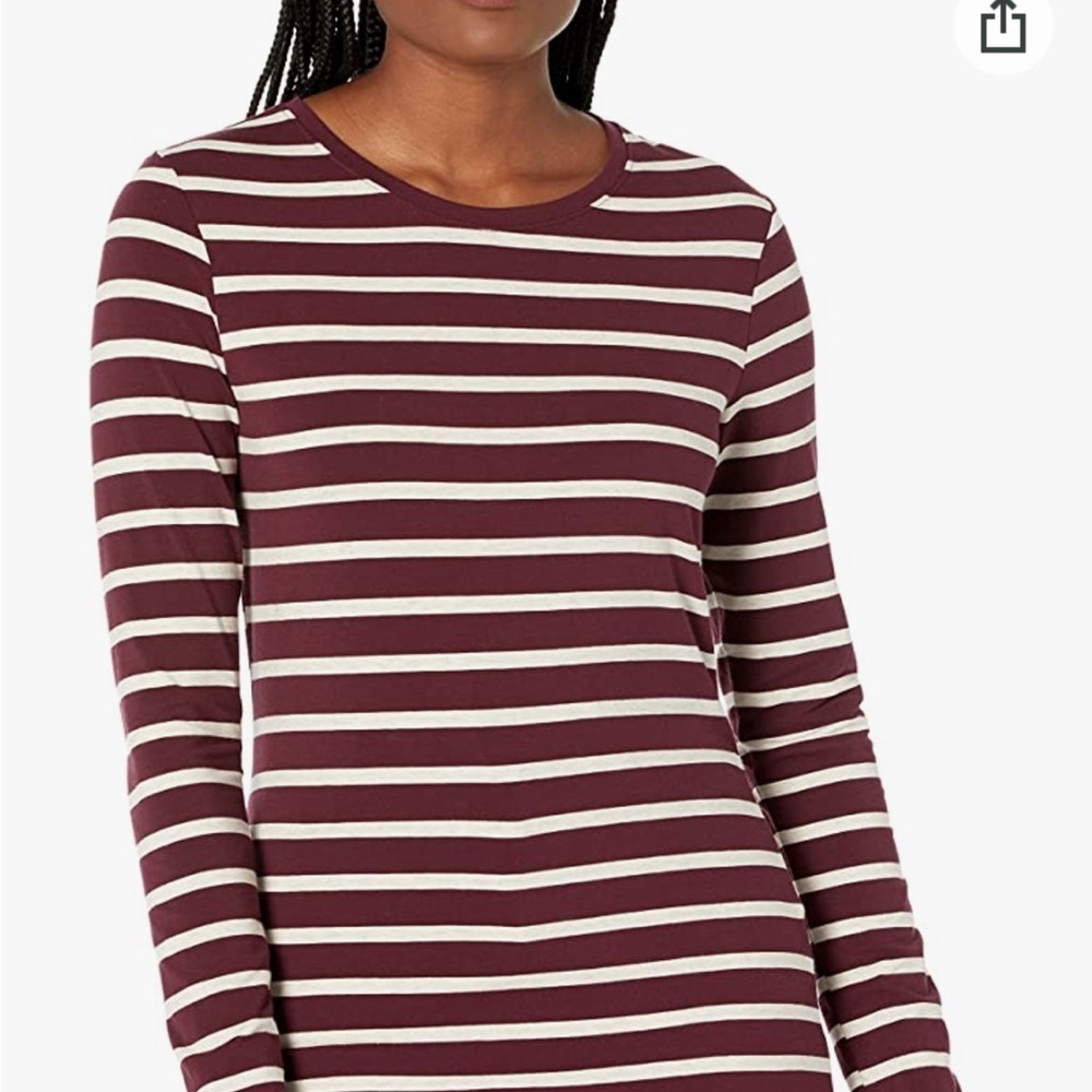 46. Coldwater Creek Purple and Gold Striped Tee